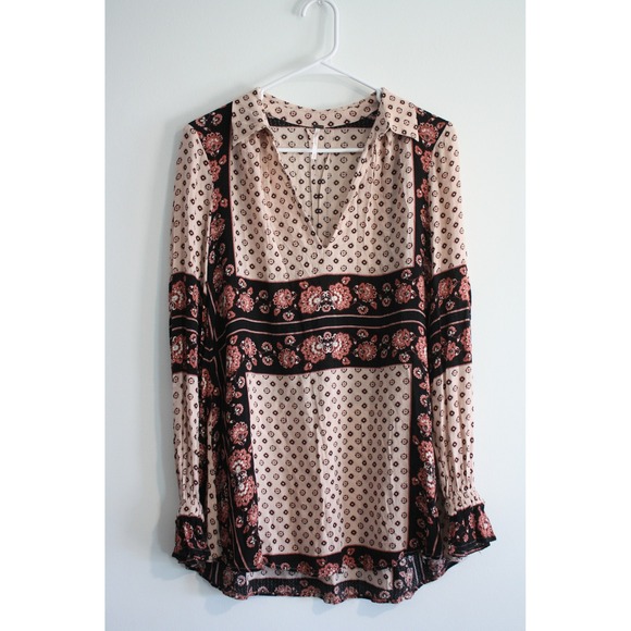 Free People Tops - Free People Mixed Print Tunic Blouse Womens XS Boho Festival Indie